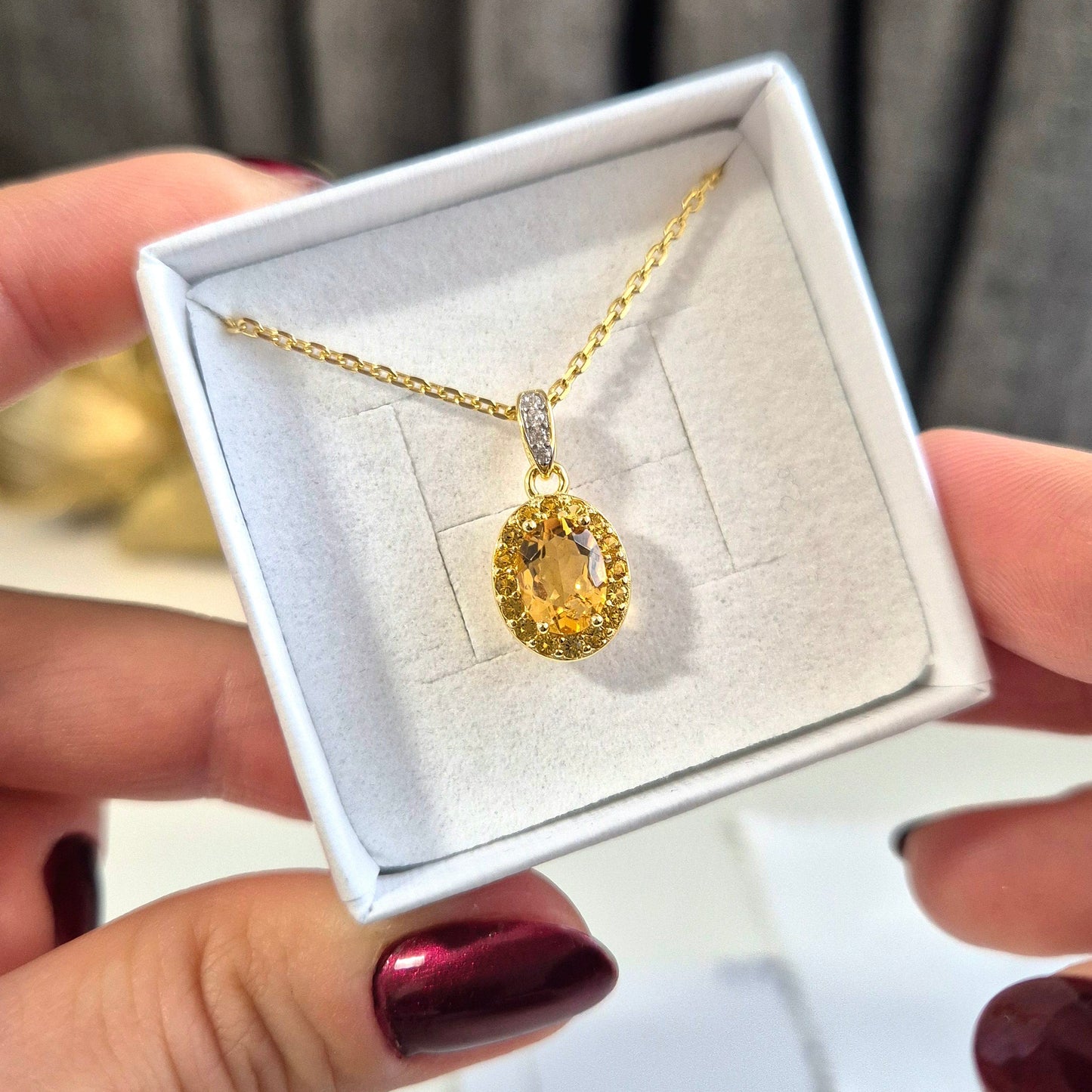 Citrin Halskette, Citrine necklace, Citrin Kette kaufen, Citrine Necklace, golden necklace, Citrine pedant necklace