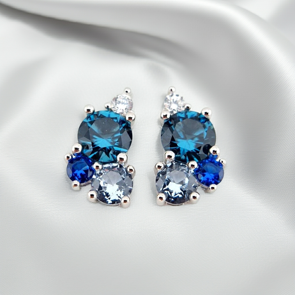 Topas Ohrringe, Aquamarin Ohrstecker, Topaz earrings, Aquamarine stud earrings, blaue Edelstein Ohrstecker, blue gemstone studs, orecchini, Ohrringe, boucles