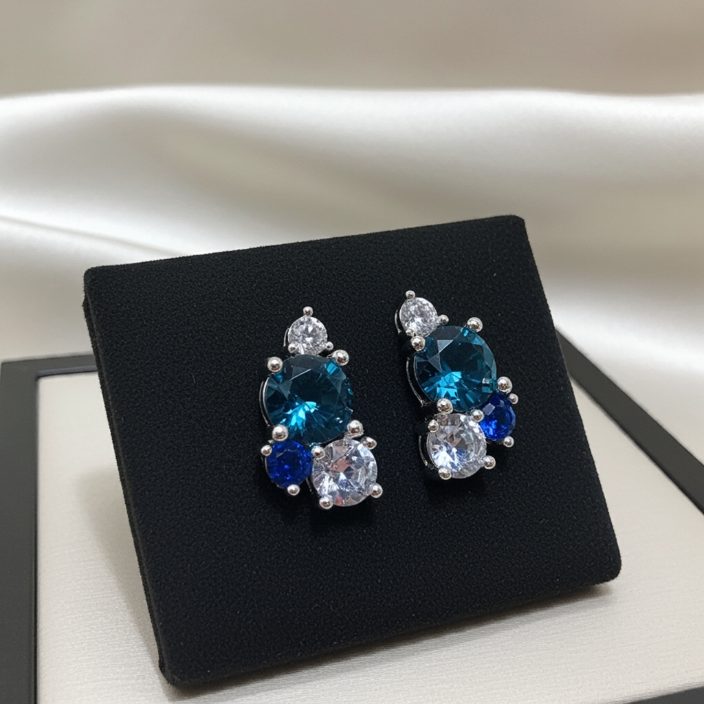 Topas Ohrringe, Aquamarin Ohrstecker, Topaz earrings, Aquamarine stud earrings, blaue Edelstein Ohrstecker, blue gemstone studs, orecchini, Ohrringe, boucles