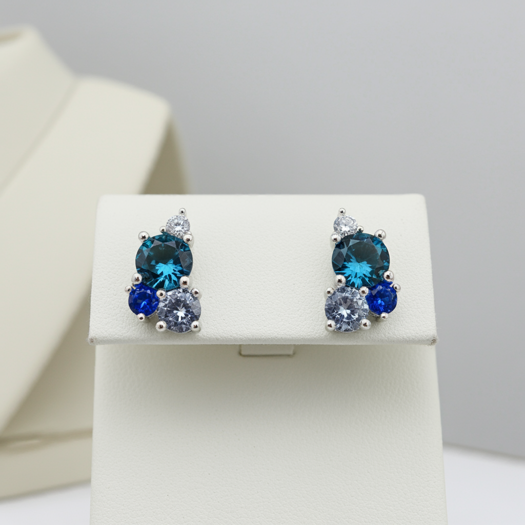 Topas Ohrringe, Aquamarin Ohrstecker, Topaz earrings, Aquamarine stud earrings, blaue Edelstein Ohrstecker, blue gemstone studs, orecchini, Ohrringe, boucles
