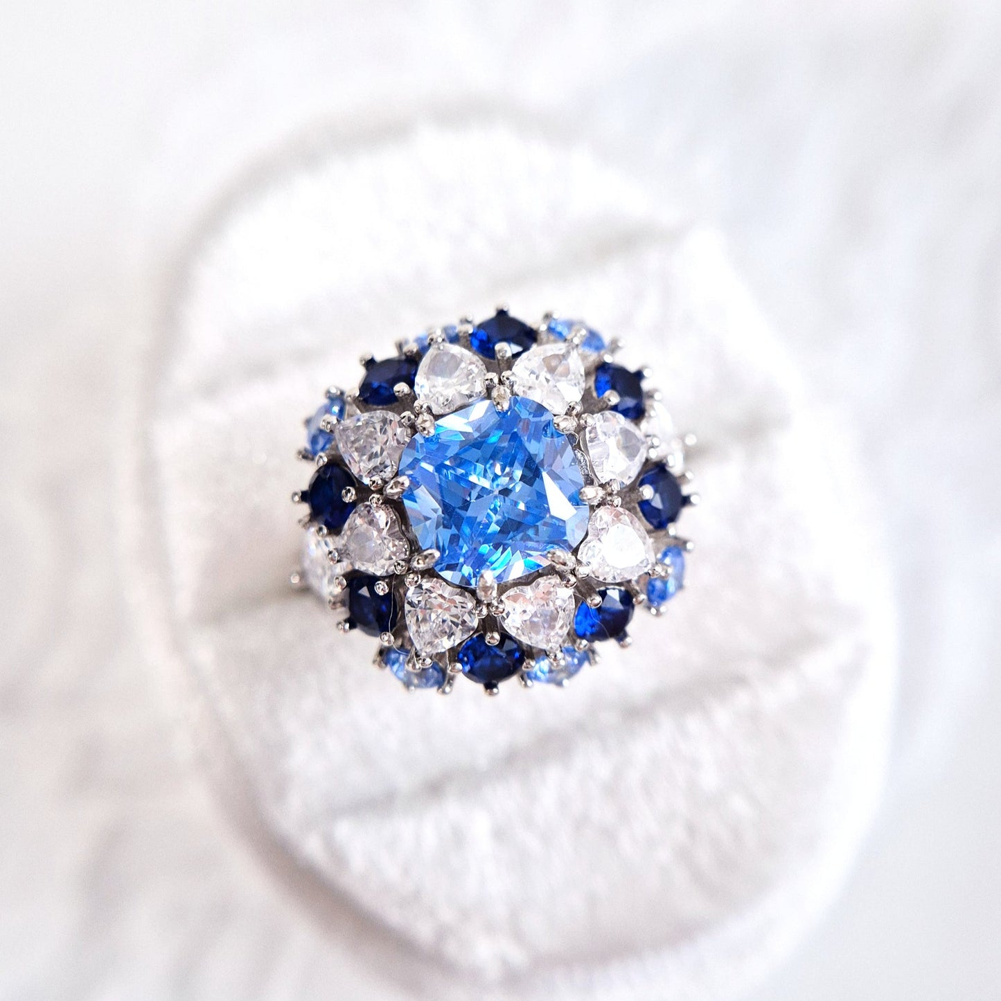 Zirkonia Ring, Zirkonia Ring blau, blauer CZ Ring, Silberring, Fingerring, blue zirconia ring, zirconia ring, cz ring, bague, annello, Silber Ring