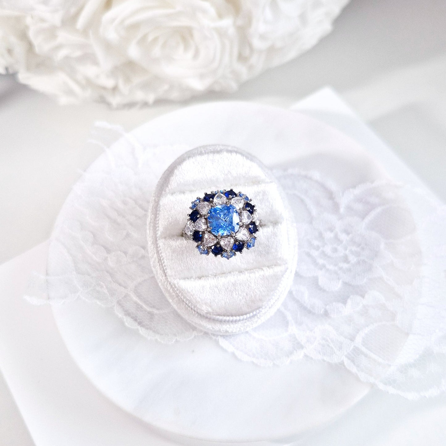 Zirkonia Ring, Zirkonia Ring blau, blauer CZ Ring, Silberring, Fingerring, blue zirconia ring, zirconia ring, cz ring, bague, annello, Silber Ring