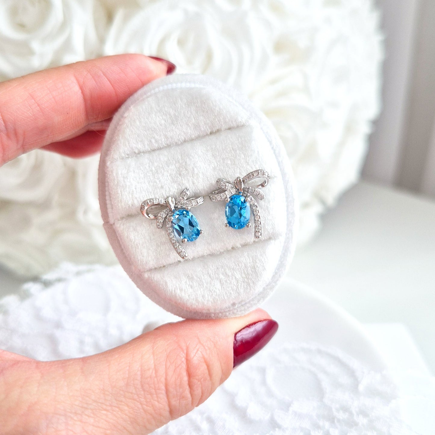 Bow studs, Schlaufen Ohrstecker, Silber Ohrringe, Clous, Boucles doreilles
