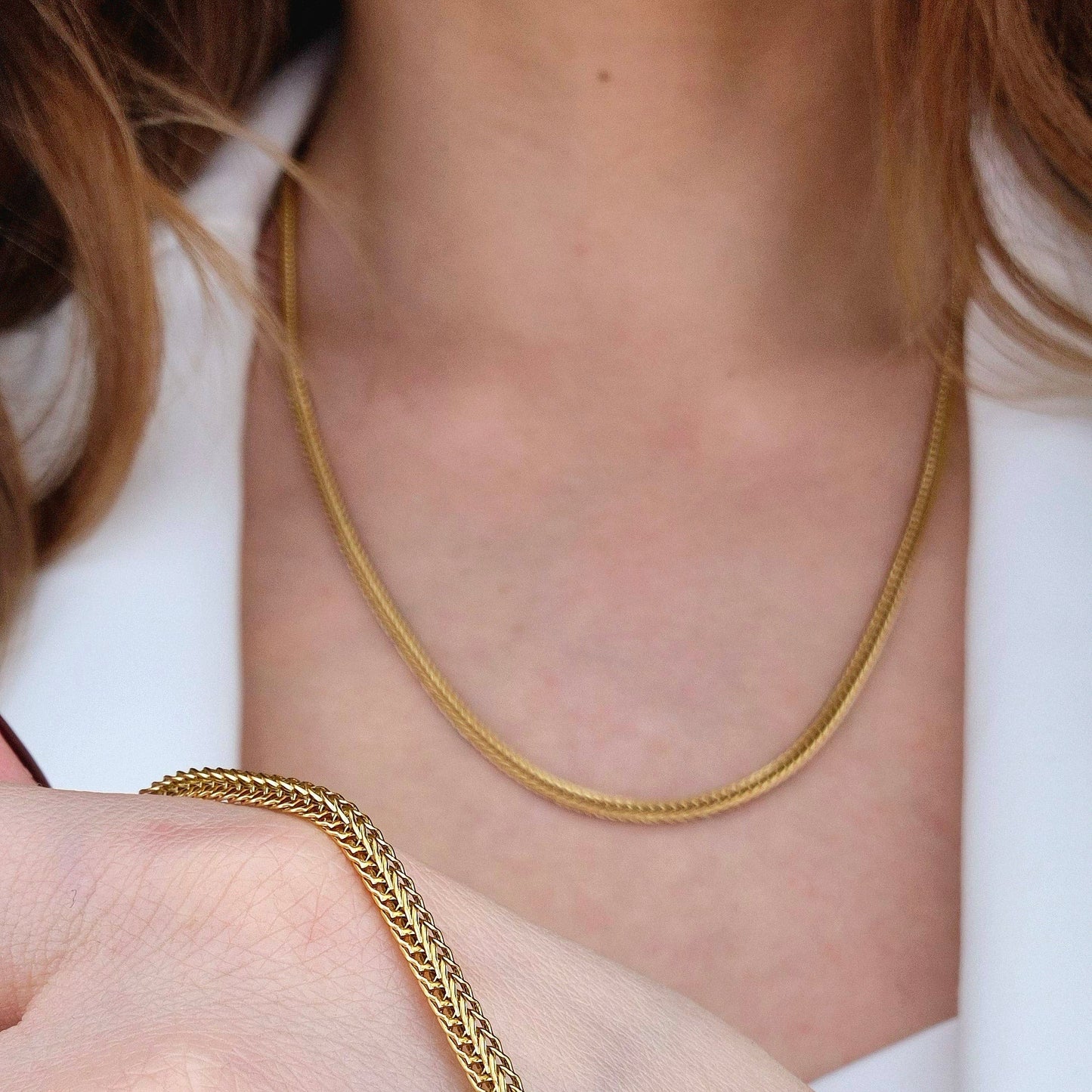 Edelstahl Halskette, stainless steel necklace, collier acier inox, collana acciaio, Gold Halskette, goldene Kette, golden necklace, gold necklace, Halskette, necklace, collana, collier, minimalistische Halskette, Minimalist necklace, Edelstahl Armband, stainless steel bracelet, Bracelet, Armband. Schmuckset, Jewelry set