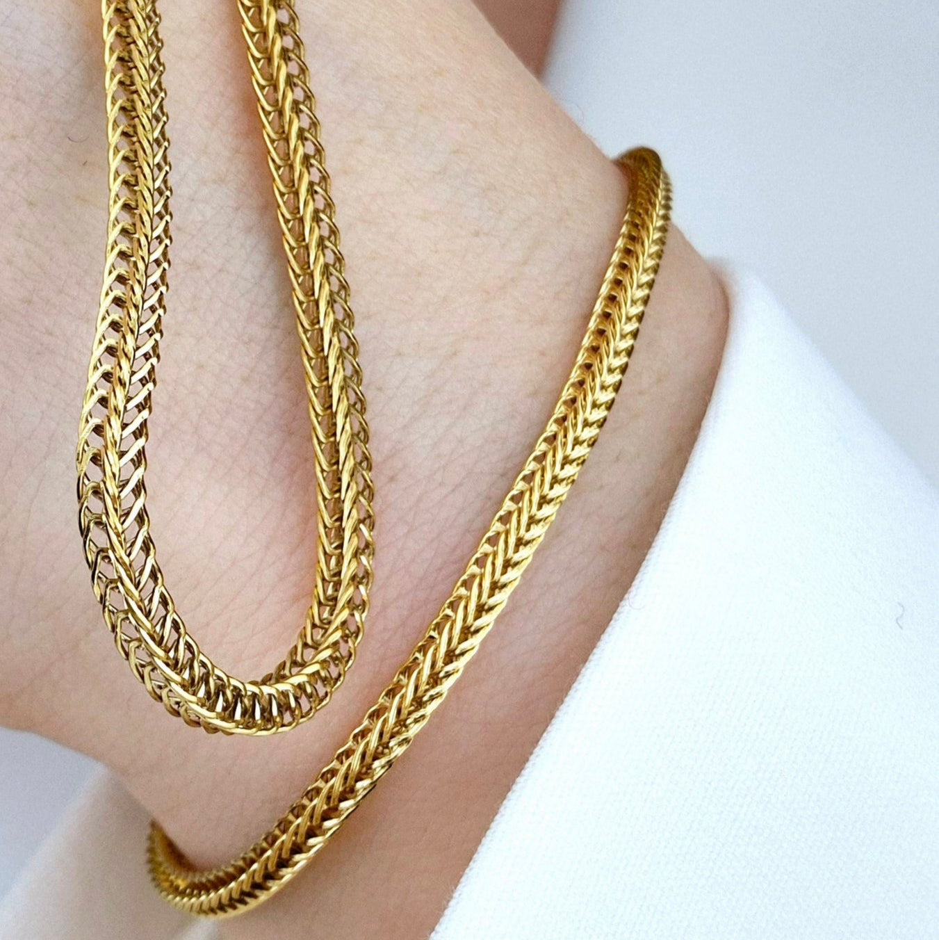 Edelstahl Halskette, stainless steel necklace, collier acier inox, collana acciaio, Gold Halskette, goldene Kette, golden necklace, gold necklace, Halskette, necklace, collana, collier, minimalistische Halskette, Minimalist necklace, Edelstahl Armband, stainless steel bracelet, Bracelet, Armband. Schmuckset, Jewelry set