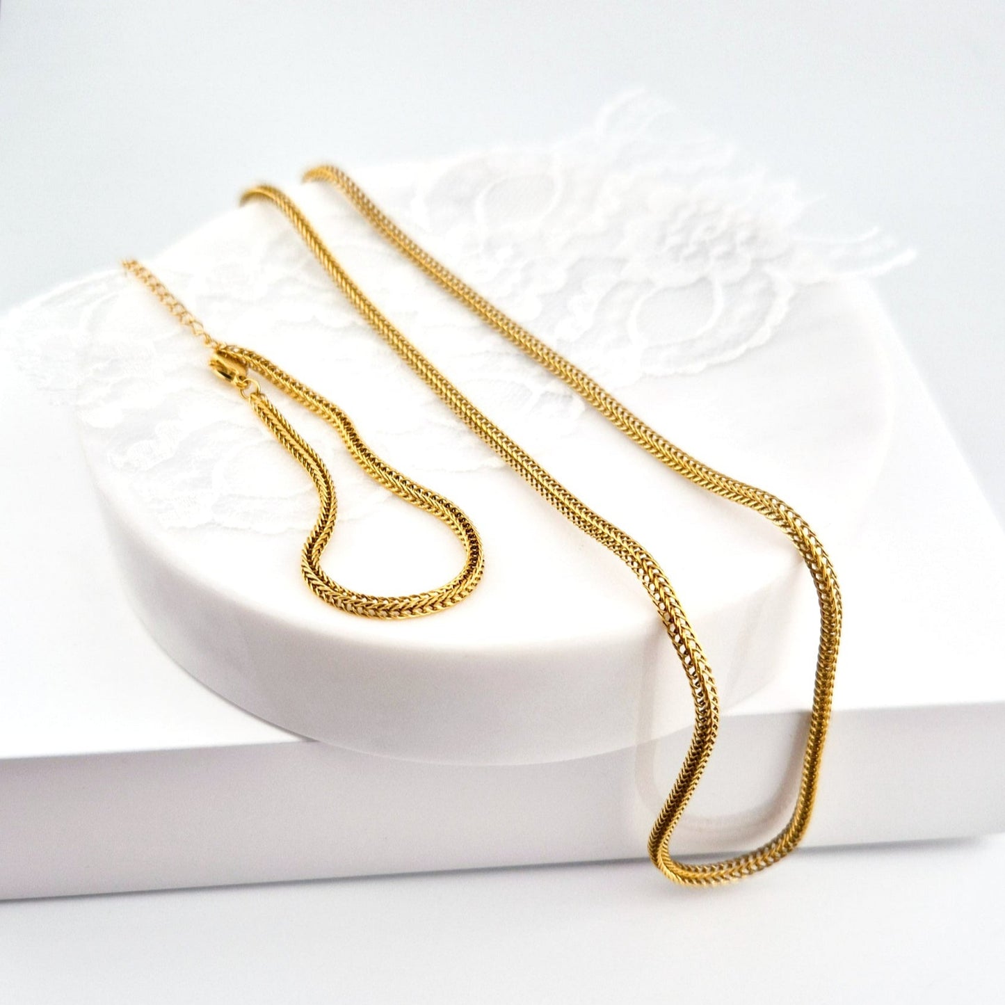 Edelstahl Halskette, stainless steel necklace, collier acier inox, collana acciaio, Gold Halskette, goldene Kette, golden necklace, gold necklace, Halskette, necklace, collana, collier, minimalistische Halskette, Minimalist necklace, Edelstahl Armband, stainless steel bracelet, Bracelet, Armband. Schmuckset, Jewelry set