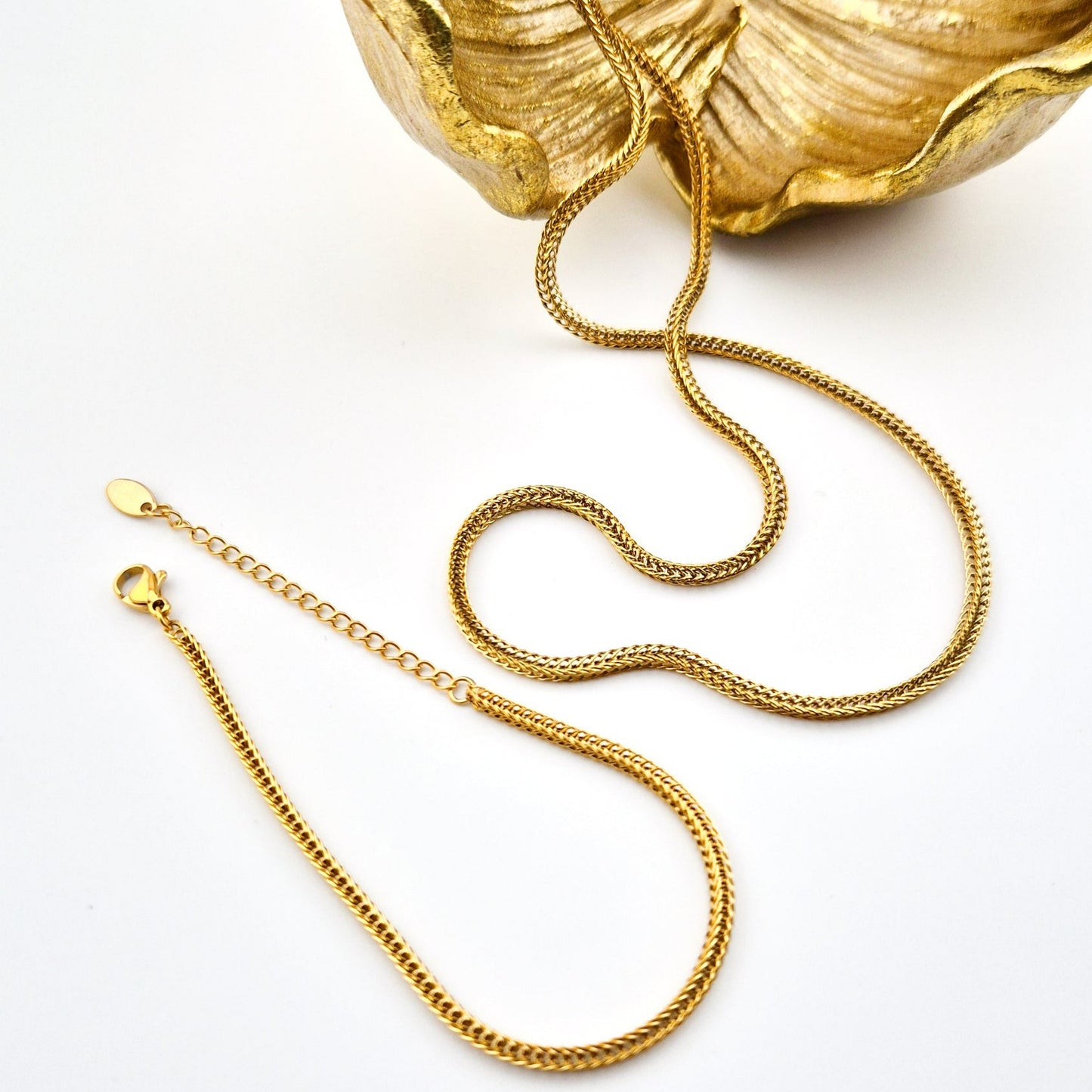 Edelstahl Halskette, stainless steel necklace, collier acier inox, collana acciaio, Gold Halskette, goldene Kette, golden necklace, gold necklace, Halskette, necklace, collana, collier, minimalistische Halskette, Minimalist necklace, Edelstahl Armband, stainless steel bracelet, Bracelet, Armband. Schmuckset, Jewelry set