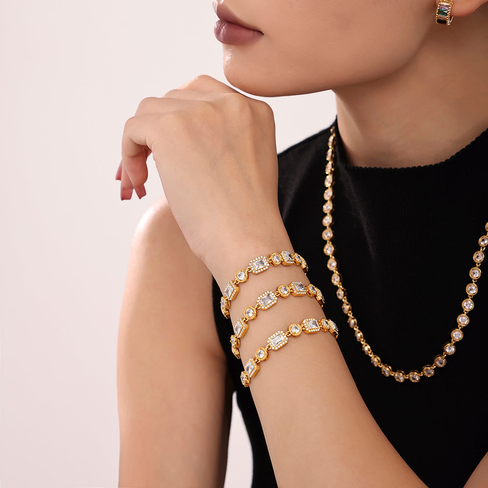 Goldenes Armband Zirkonia, Golden Bracelet Zircon, Armband, Bracelet in gold
