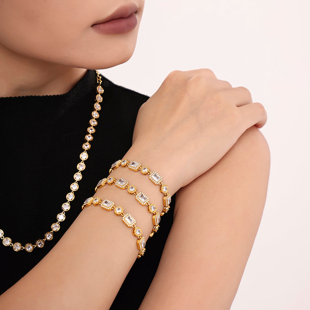 Goldenes Armband Zirkonia, Golden Bracelet Zircon, Armband, Bracelet in gold
