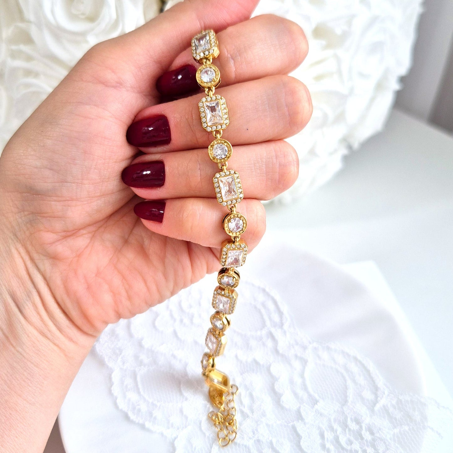 Goldenes Armband Zirkonia, Golden Bracelet Zircon, Armband, Bracelet in gold