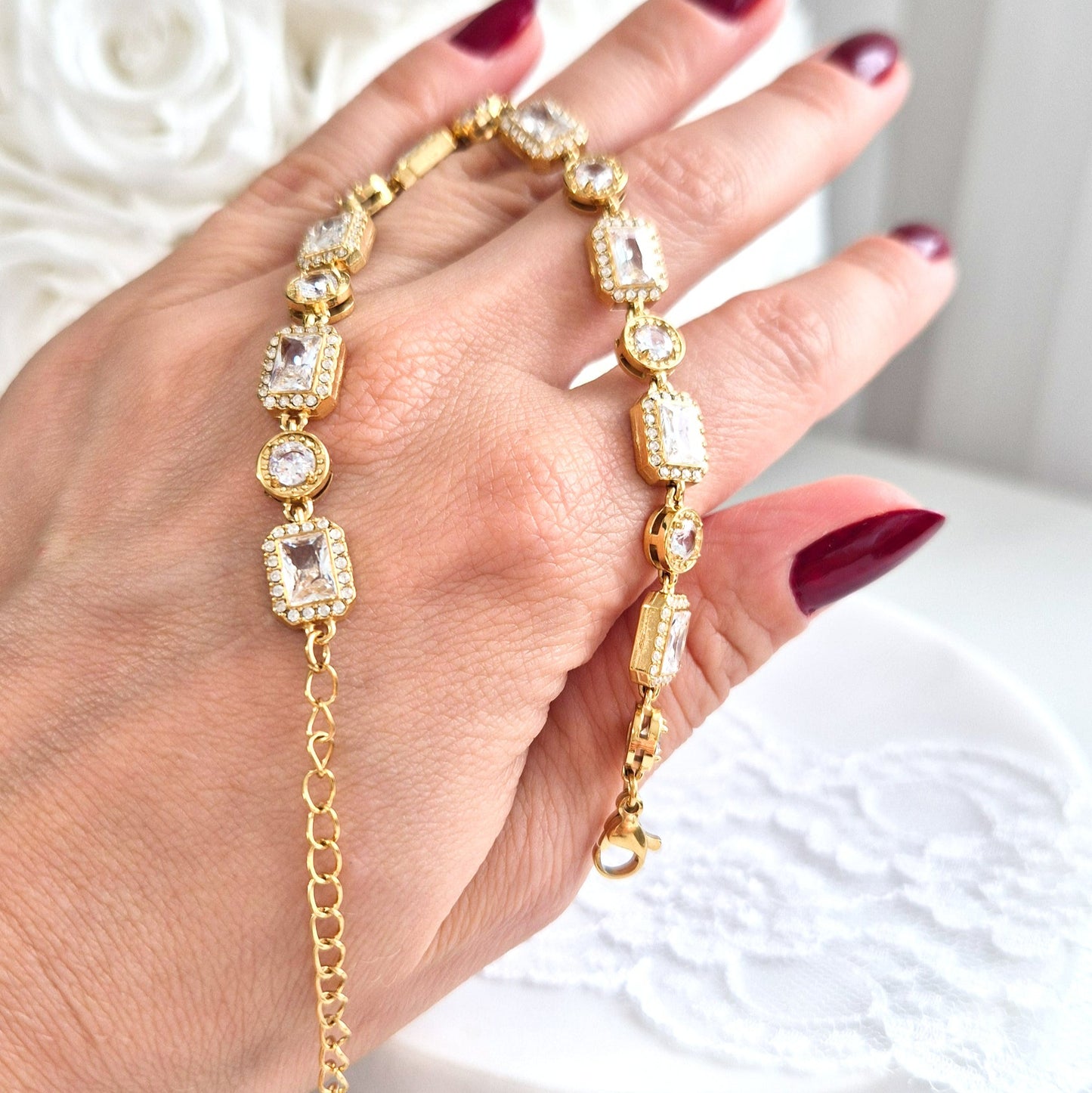 Goldenes Armband Zirkonia, Golden Bracelet Zircon, Armband, Bracelet in gold