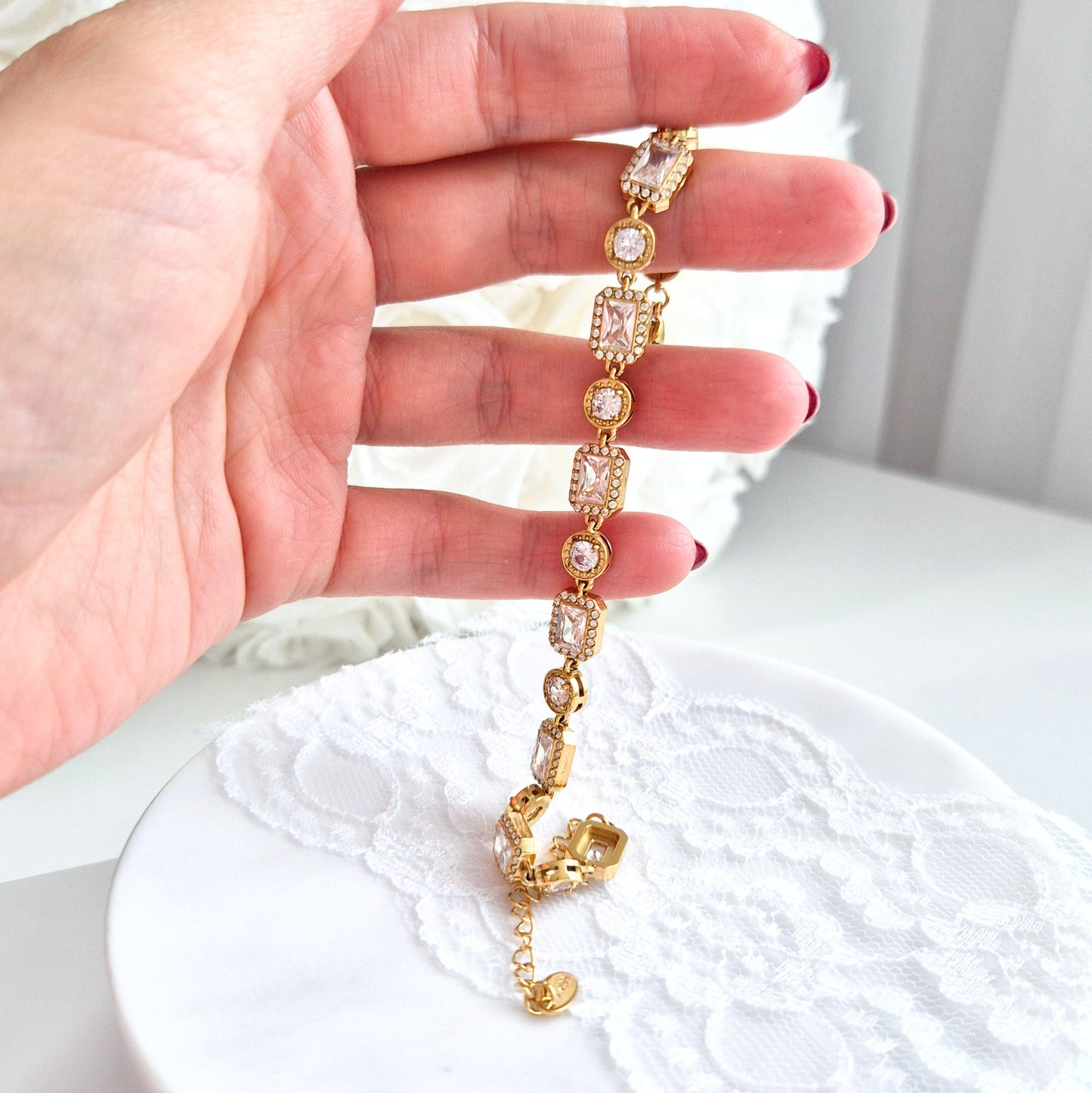 Goldenes Armband Zirkonia, Golden Bracelet Zircon, Armband, Bracelet in gold