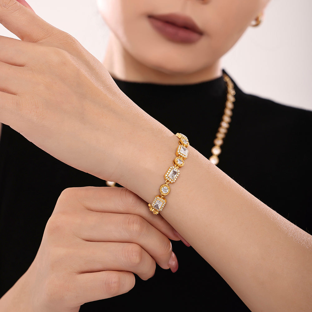 Goldenes Armband Zirkonia, Golden Bracelet Zircon, Armband, Bracelet in gold