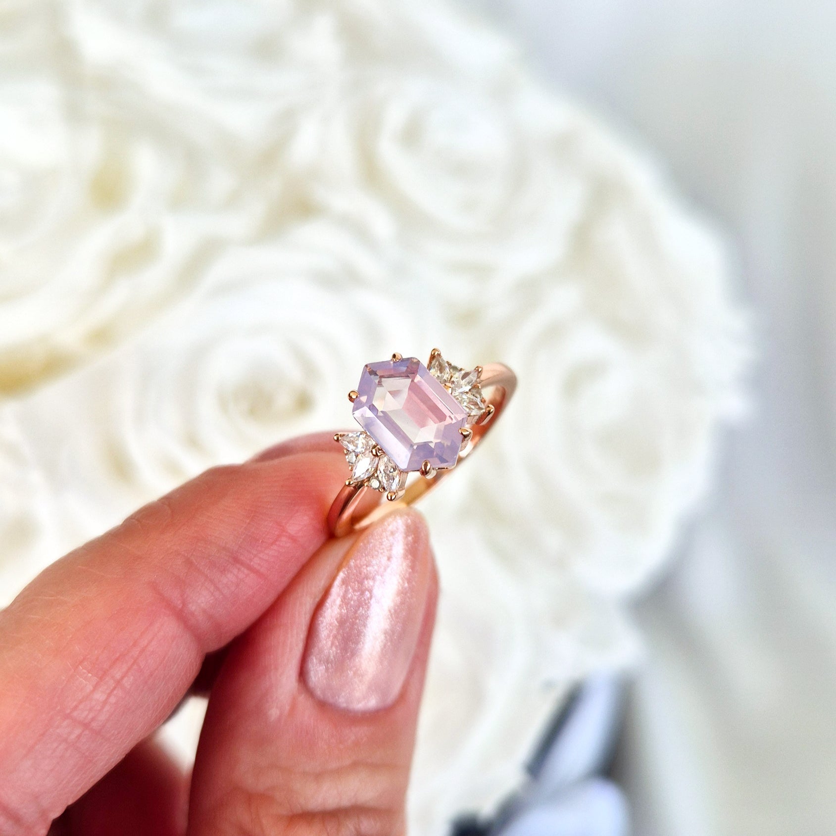 Lavendelquarz Ring, Lavender quartz Ring, rosegold ring lavender quartz, rosegold ring, Bague en quartz lavande, Anello in quarzo lavanda, Ring Schweiz, Bague suisse, ring switzerland, Anello Svizzera, Ring, Anello, Bague, Rosegold Ring, bague plaqué or rose, Lavender Ring, Bague lavanda, Fingerring, Damenring