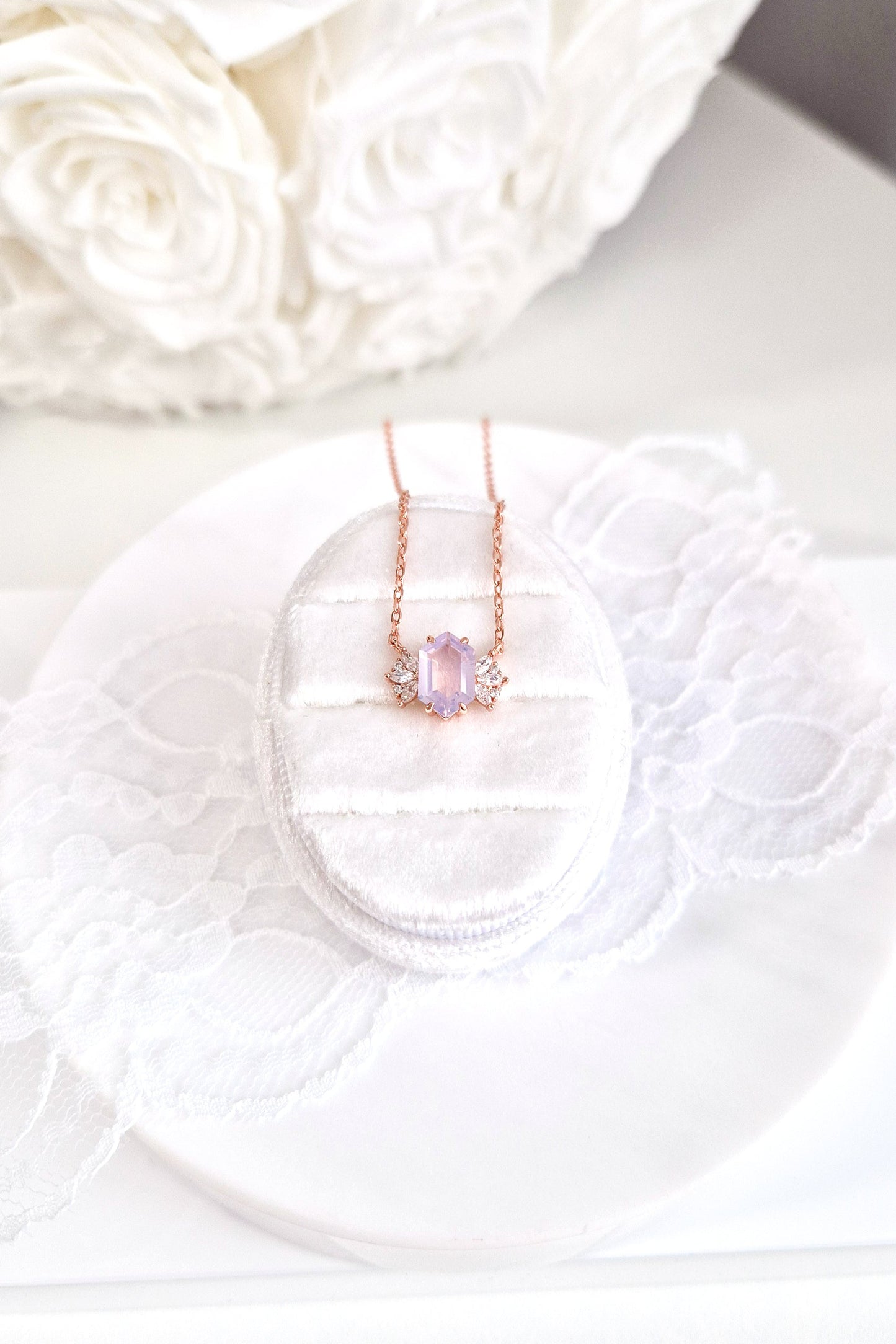 Lavendelquarz Halskette, Lavendel Quarz Kette, Lavender quartz necklace, lavender quartz, Lavendelquarz, Halskette, necklace, Collier en quartz lavande, Collana in quarzo lavanda, Rosegold Halskette, Rose gold necklace, Halskette, rosegold Kette, Collana, collier, pendant necklace, lavender necklace, Lavendel Halskette