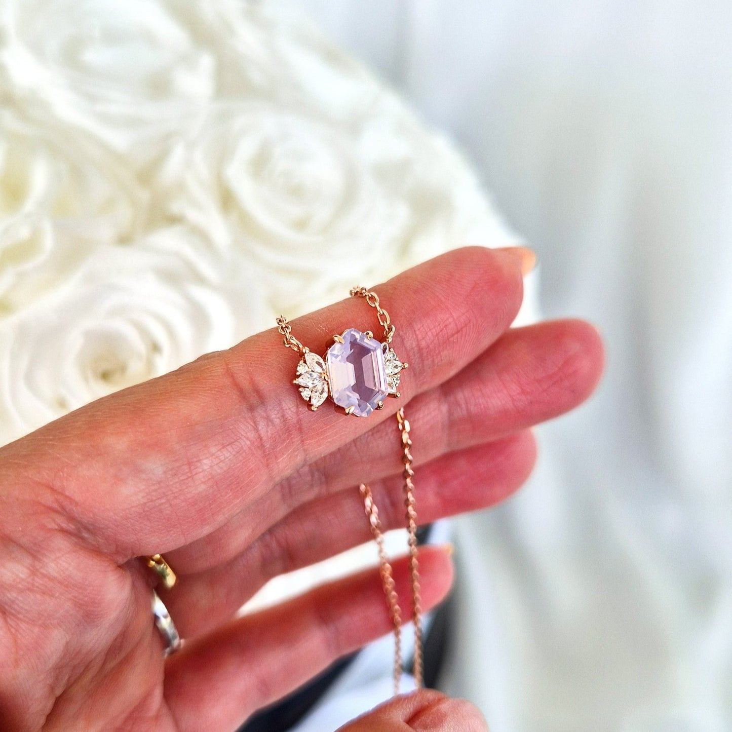 Lavendelquarz Halskette, Lavendel Quarz Kette, Lavender quartz necklace, lavender quartz, Lavendelquarz, Halskette, necklace, Collier en quartz lavande, Collana in quarzo lavanda, Rosegold Halskette, Rose gold necklace, Halskette, rosegold Kette, Collana, collier, pendant necklace, lavender necklace, Lavendel Halskette
