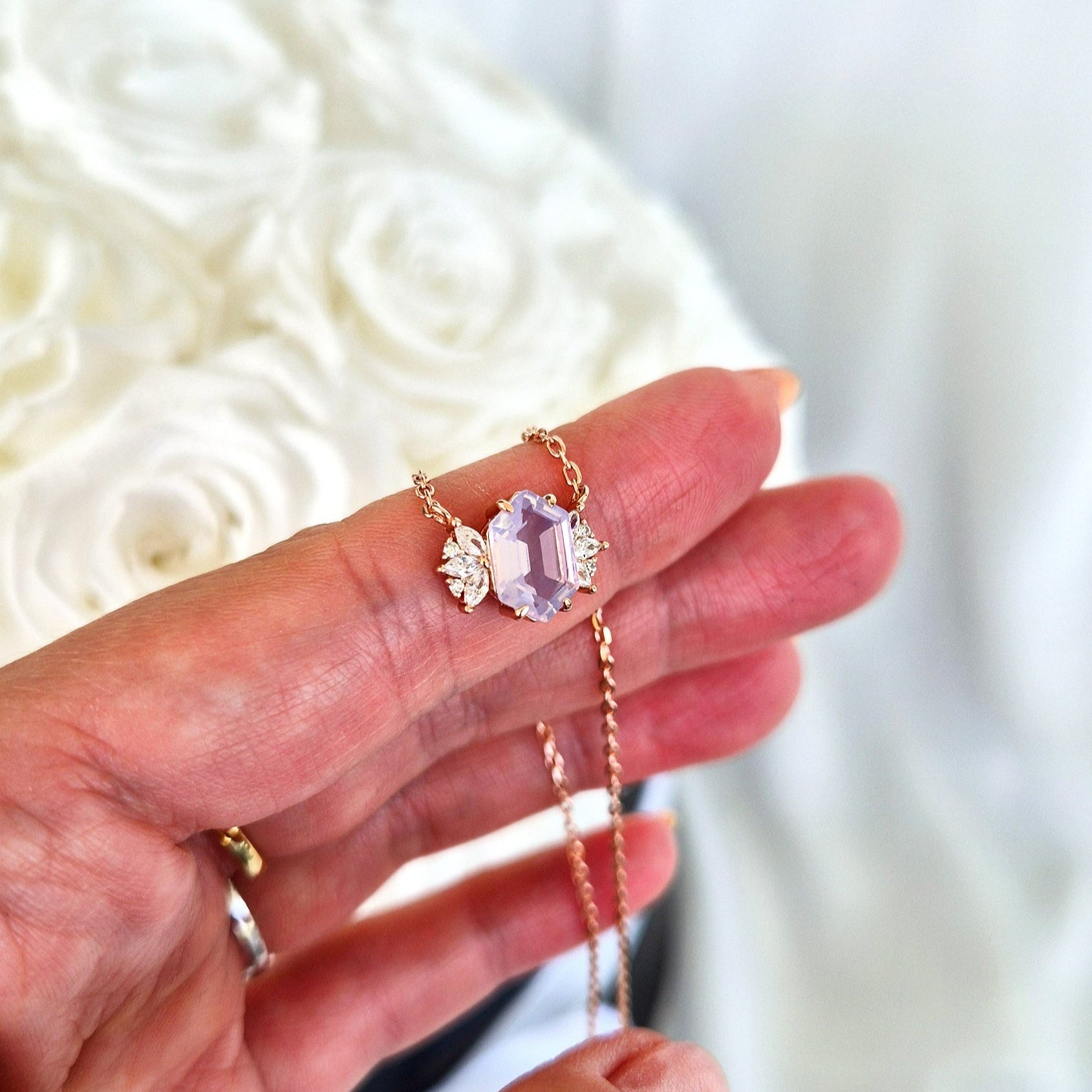 Lavendelquarz Halskette, Lavendel Quarz Kette, Lavender quartz necklace, lavender quartz, Lavendelquarz, Halskette, necklace, Collier en quartz lavande, Collana in quarzo lavanda, Rosegold Halskette, Rose gold necklace, Halskette, rosegold Kette, Collana, collier, pendant necklace, lavender necklace, Lavendel Halskette
