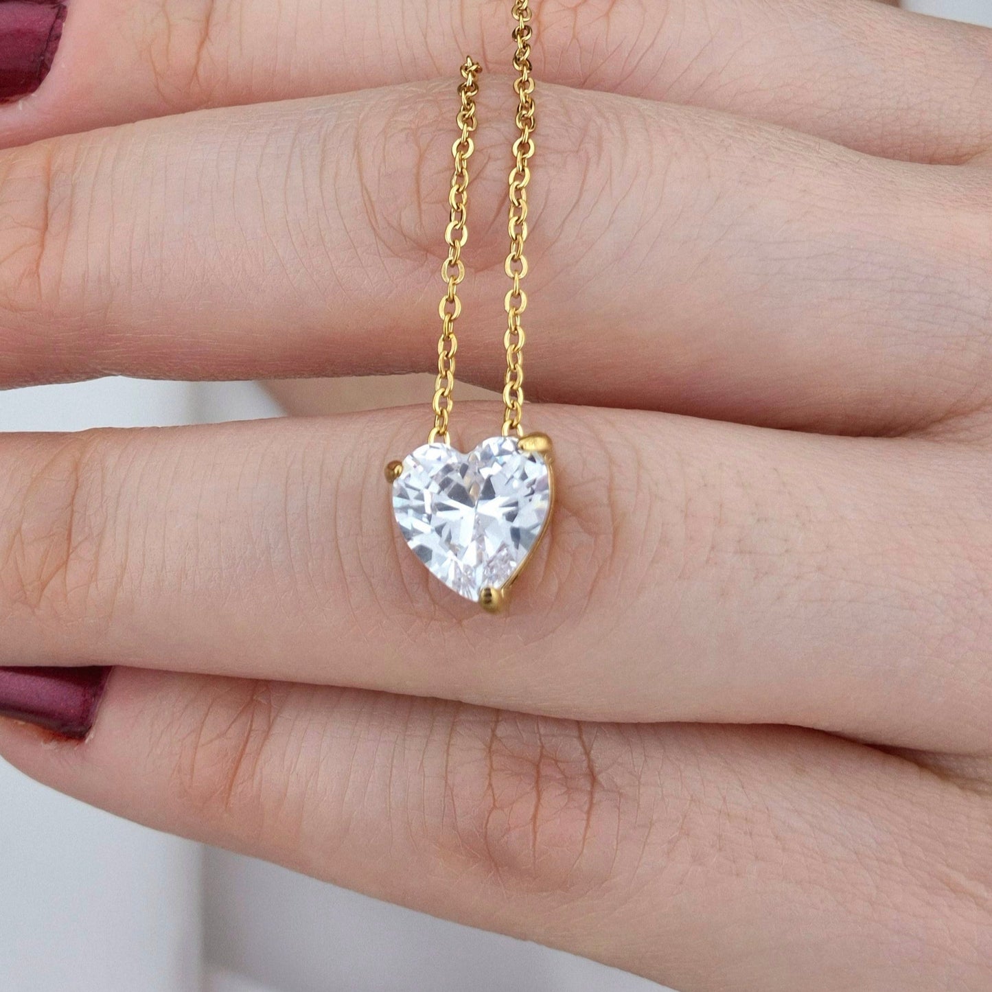 Herz Halskette, heart necklace, collier coeur, collana cuore, CZ necklace, cubic zirkonia Halskette, Halskette mit Anhänger, Halskette Zirkon Anhänger, Herz Kette, Halskette mit Herz, Halskette, Anhänger Halskette, pendant necklace, necklace, collana, collier, gold Halskette Damen, Halskette Damen gold, necklace women, golden necklace, vergoldete Halskette