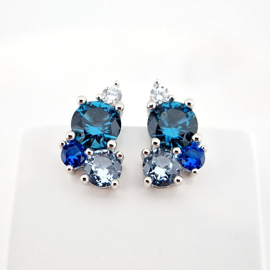 Blau Topas Ohrringe, London Blue Topaz Earrings, Blautopas Ohrringe, Topas Ohrstecker, Silber Ohrringe mit blauen Edelsteinen, Silver Earrings
