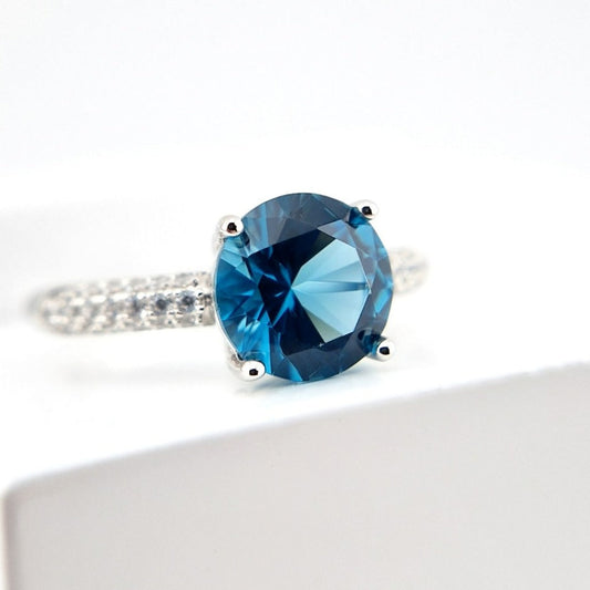Topas Ring, London Blue Topaz Ring, Topaz Ring, Silber Ring, Blau Topas Ring, Edelstein Ring, blauer Ring, Silver Ring, blue ring