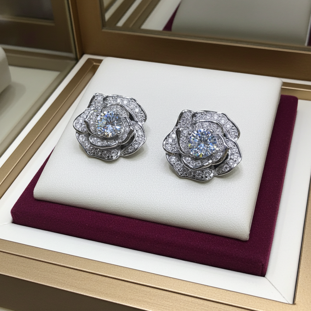 Moissanit Ohrstecker, Ohrringe, Moissanite earrings, boucles, puces, orecchini, Ohrringe, stud earrings