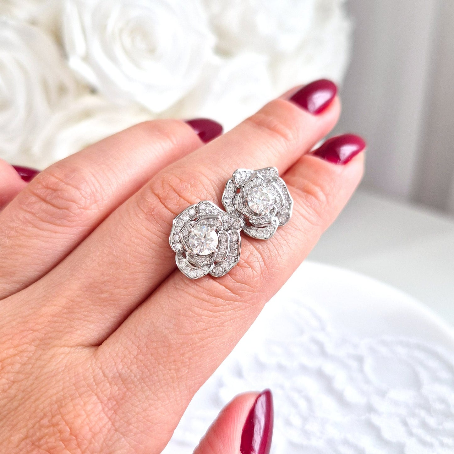 Moissanite stud earrings, Moissanit Ohrstecker, Ohrringe, boucles doreilles, clous, orecchini