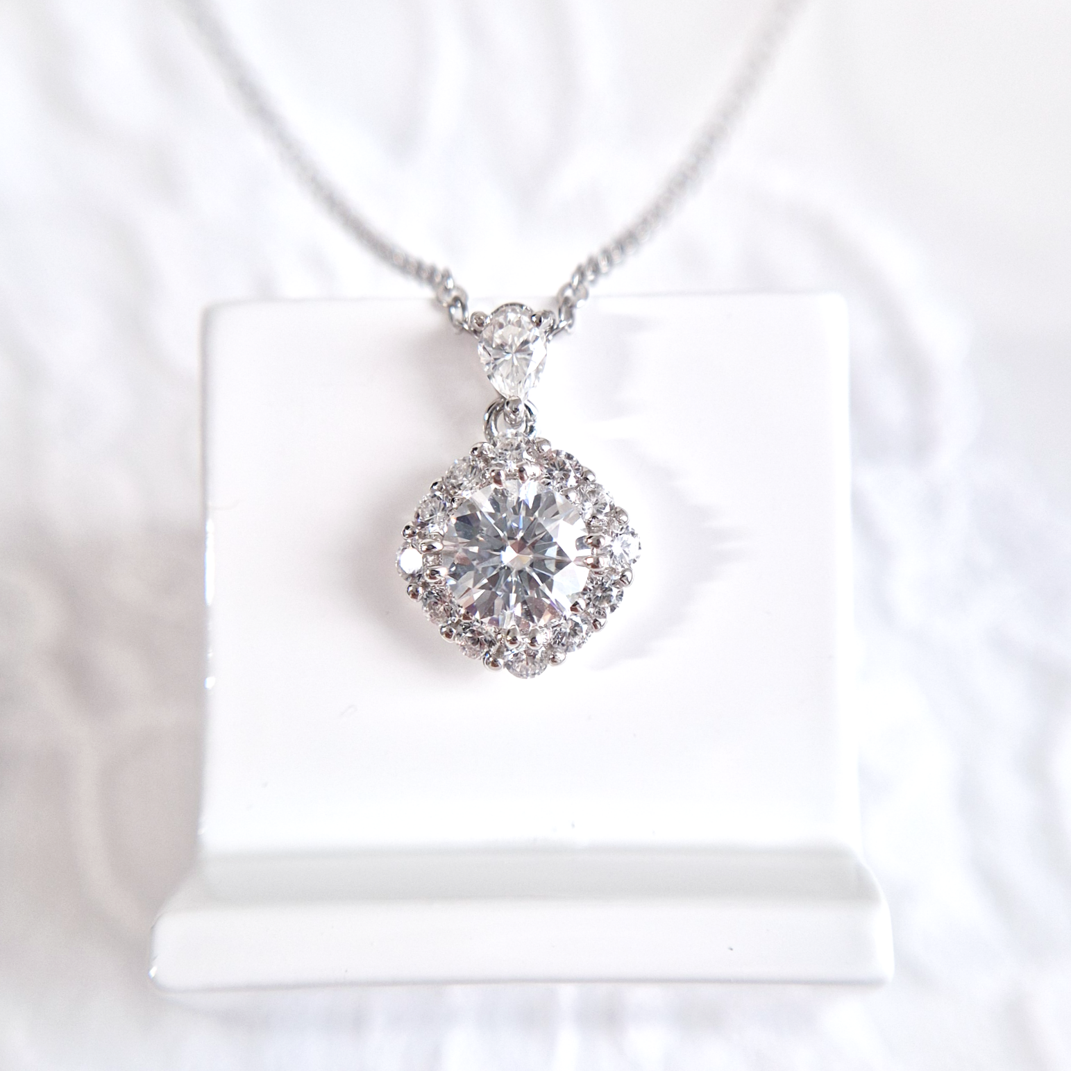 Moissanite Necklace, Moissanit Halskette,  silber Kette, collier, collana