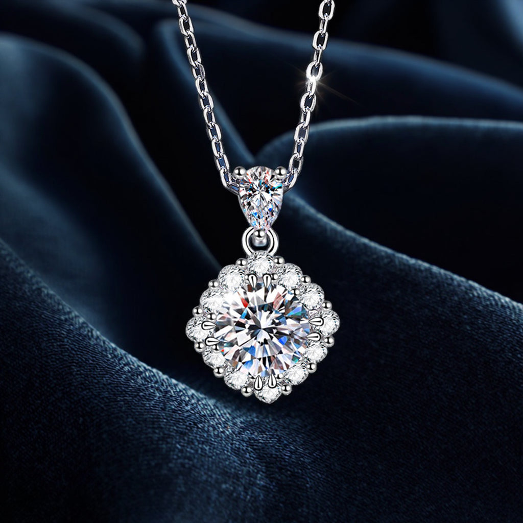 Moissanite Necklace, Moissanit Halskette,  silber Kette, collier, collana