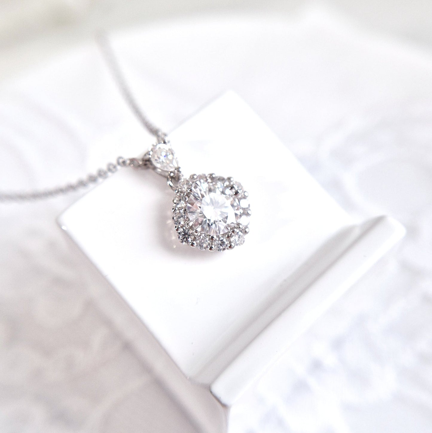 Moissanite Necklace, Moissanit Halskette, silber Kette, collier, collana