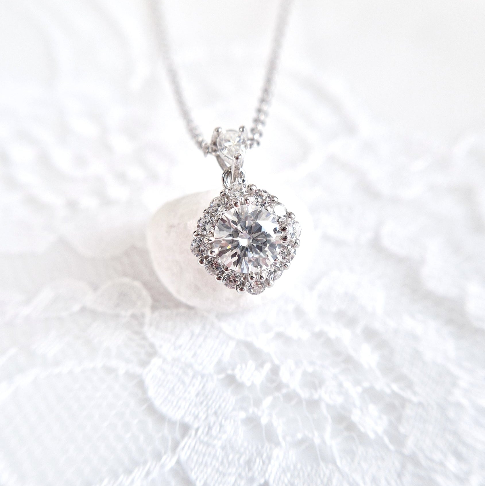 Moissanite Necklace, Moissanit Halskette,  silber Kette, collier, collana