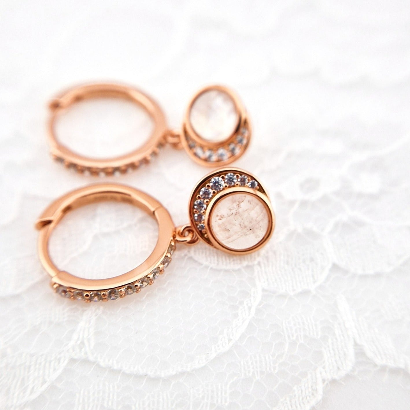 Rosegold Ohrringe Mondstein, Rosegold Ohrringe, rose gold earrings, Mondstein Ohrringe Rosegold, Moonstone Earrings Rosegold, gemstone earrings, Silber Ohrringe mit Mondstein, SIlver Earrings moonstone, Edelstein Ohrringe, moonstone earrings