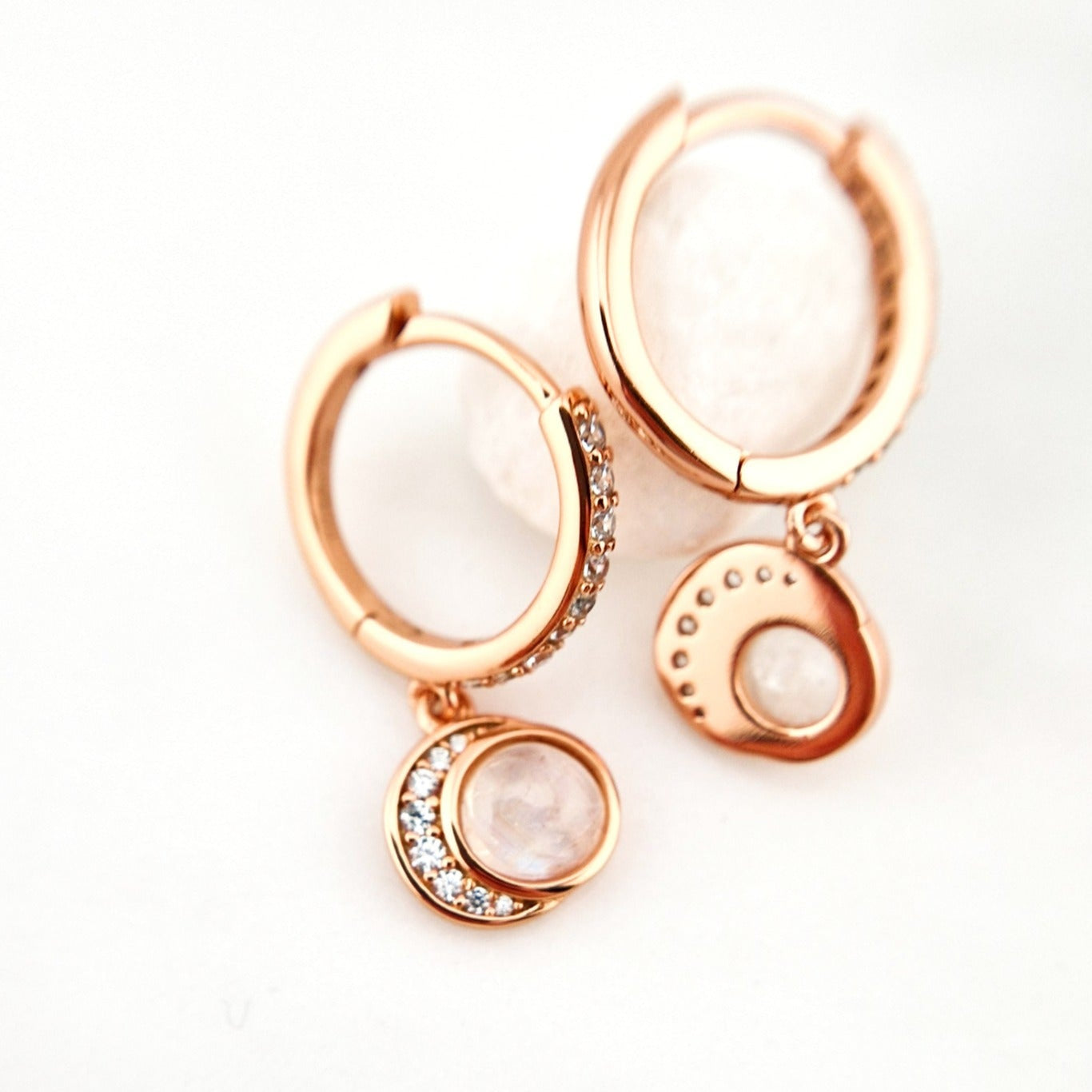Mondstein Ohrringe Rosegold, Moonstone Earrings Rosegold, gemstone earrings, Silber Ohrringe mit Mondstein, SIlver Earrings moonstone, Edelstein Ohrringe, moonstone earrings