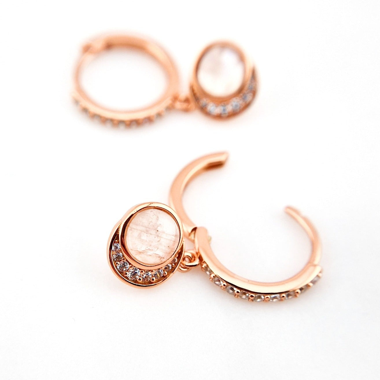 Mondstein Ohrringe Rosegold, Moonstone Earrings Rosegold, gemstone earrings, Silber Ohrringe mit Mondstein, SIlver Earrings moonstone, Edelstein Ohrringe, moonstone earrings