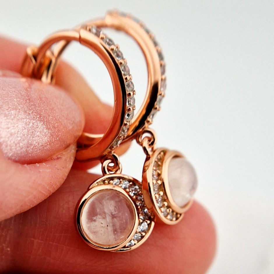Mondstein Ohrringe Rosegold, Moonstone Earrings Rosegold, gemstone earrings, Silber Ohrringe mit Mondstein, SIlver Earrings moonstone, Edelstein Ohrringe, moonstone earrings