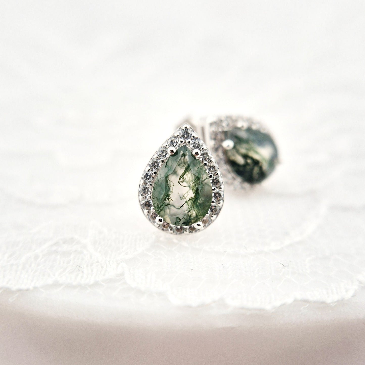 Moosachat Ohrringe, Silber Ohrringe mit Moosachat Edelstein, moss agate earrings, Boucles d'oreilles, Moosachat, Moosachat Ohrstecker, Agate Earrings, Silver earrings, Silber Ohrringe mit grünem Stein