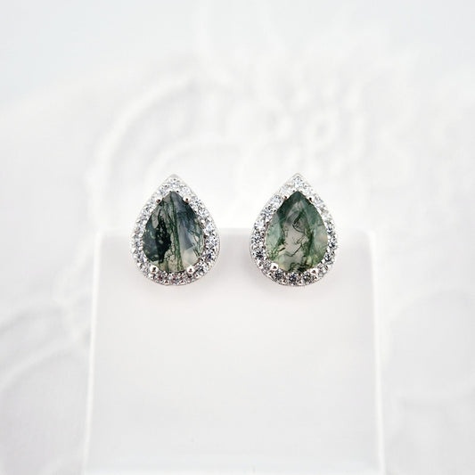 Moosachat Ohrringe, Silber Ohrringe mit Moosachat Edelstein, moss agate earrings, Boucles d'oreilles, Moosachat, Moosachat Ohrstecker, Agate Earrings, Silver earrings, Silber Ohrringe mit grünem Stein