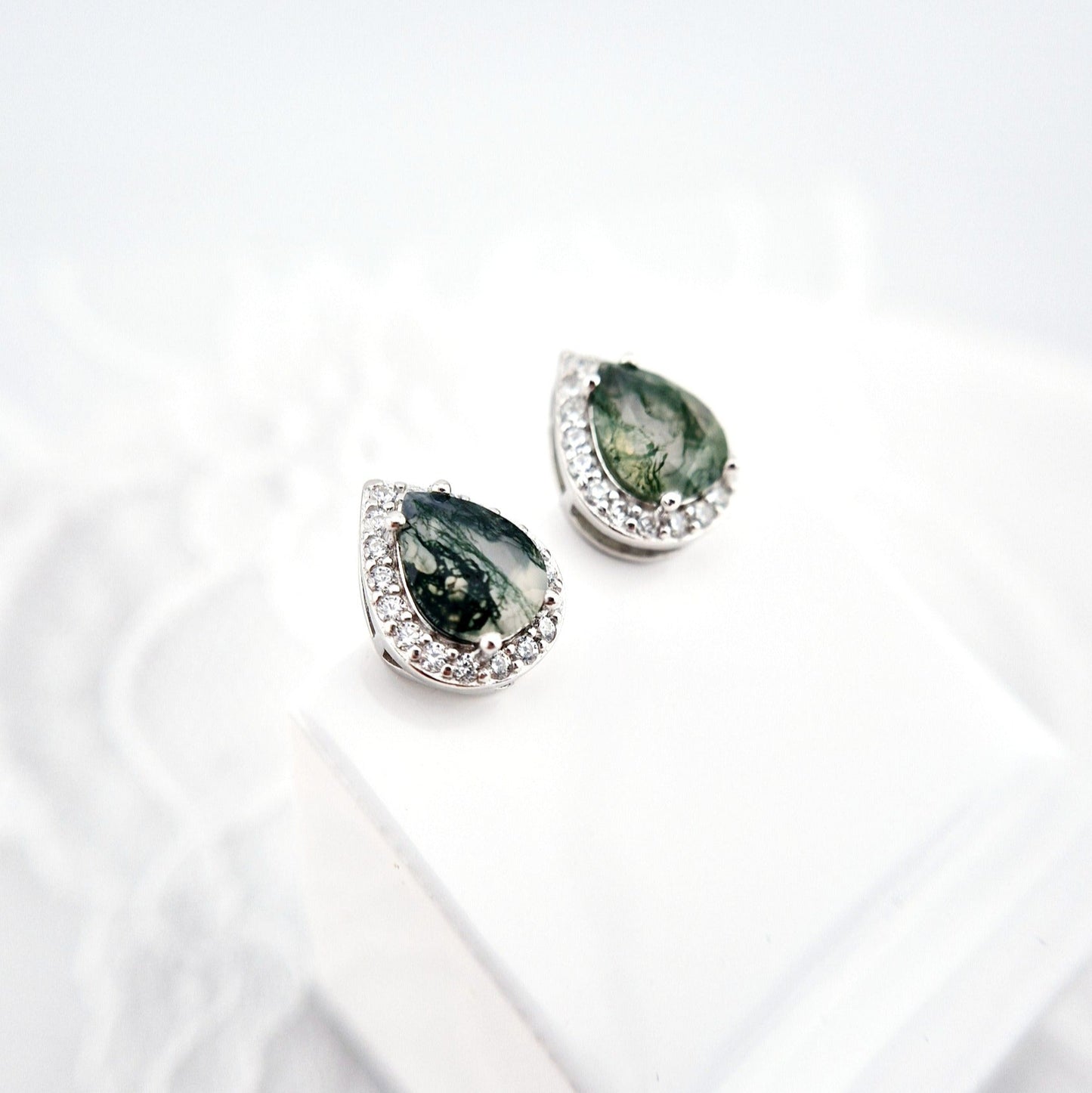 Moosachat Schmuckset, Moss Agate Jewelry Set, Silber Schmuckset, silver jewelry set, Moosachat Ring, Moosachat Halskette, Moosachat Kette, Moosachat Ohrringe, Moosachat Ohrstecker, moss agate ring, moss agate necklace, moss agate pendant necklace, moss agate earrings, moss agate studs, halo jewelry, halo ring, alo earrings, halo penadant, Silber Ohrringe, Silber Ohrstecker, Silber Ring, Silber Halskette, silver ring, silver earrings, silver necklace