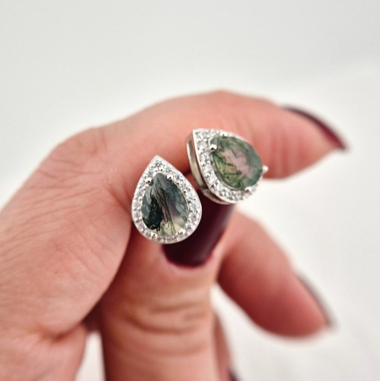 Moosachat Ohrringe, Silber Ohrringe mit Moosachat Edelstein, moss agate earrings, Boucles d'oreilles, Moosachat, Moosachat Ohrstecker, Agate Earrings, Silver earrings, Silber Ohrringe mit grünem Stein