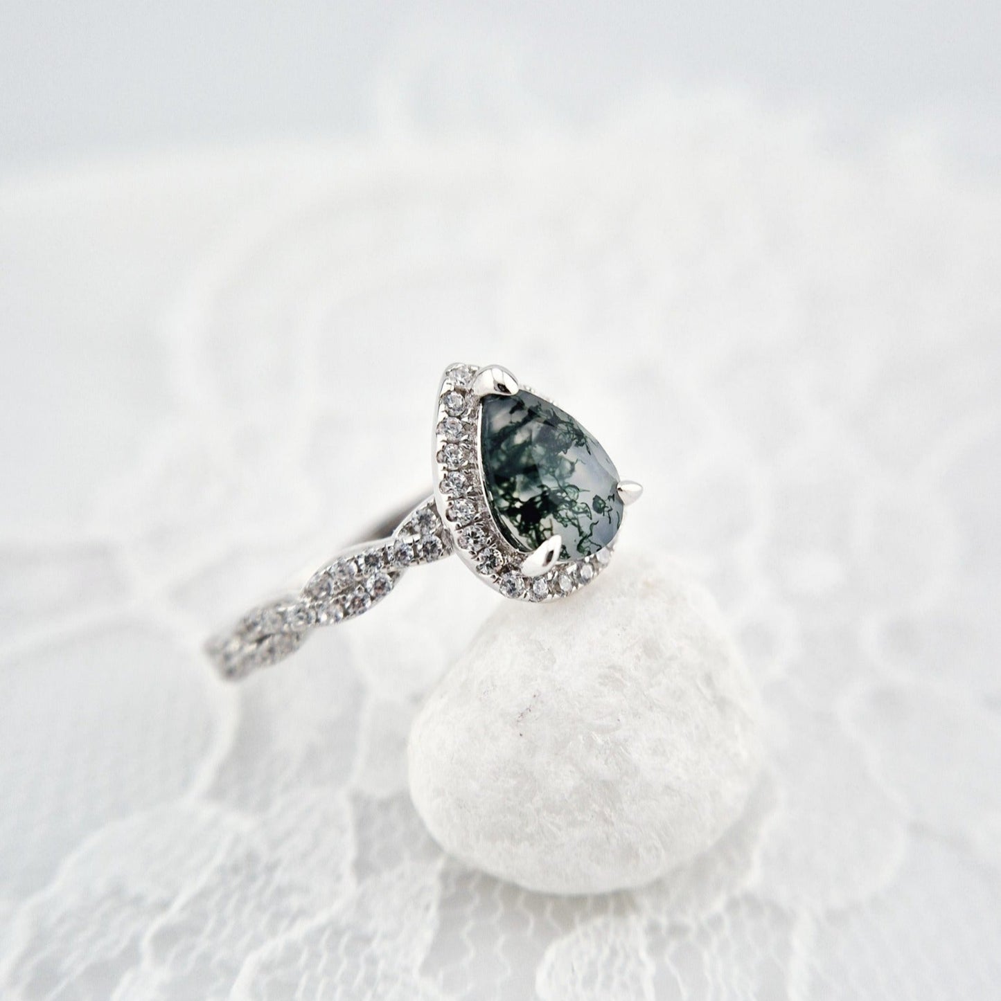 Moosachat Ring, Silber Ring mit Moosachat, Moss agate ring, Bague en agate mousse, Anello in agata muschiosa, Edelstein Ring, Silber RIng mit grünem Stein, Silver ring with green stone, green stone ring