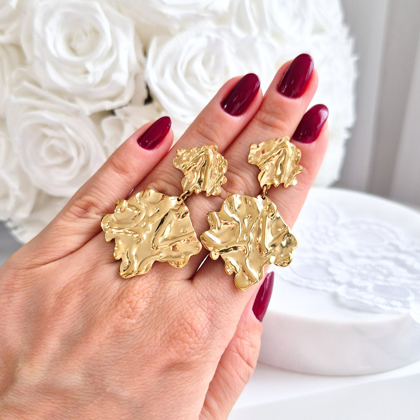 Ohrringe, Ohrringe gold, Eaarings gold, gold-plated earrings, boucles doreilles, orecchini, Ohrstecker, Goldohrringe