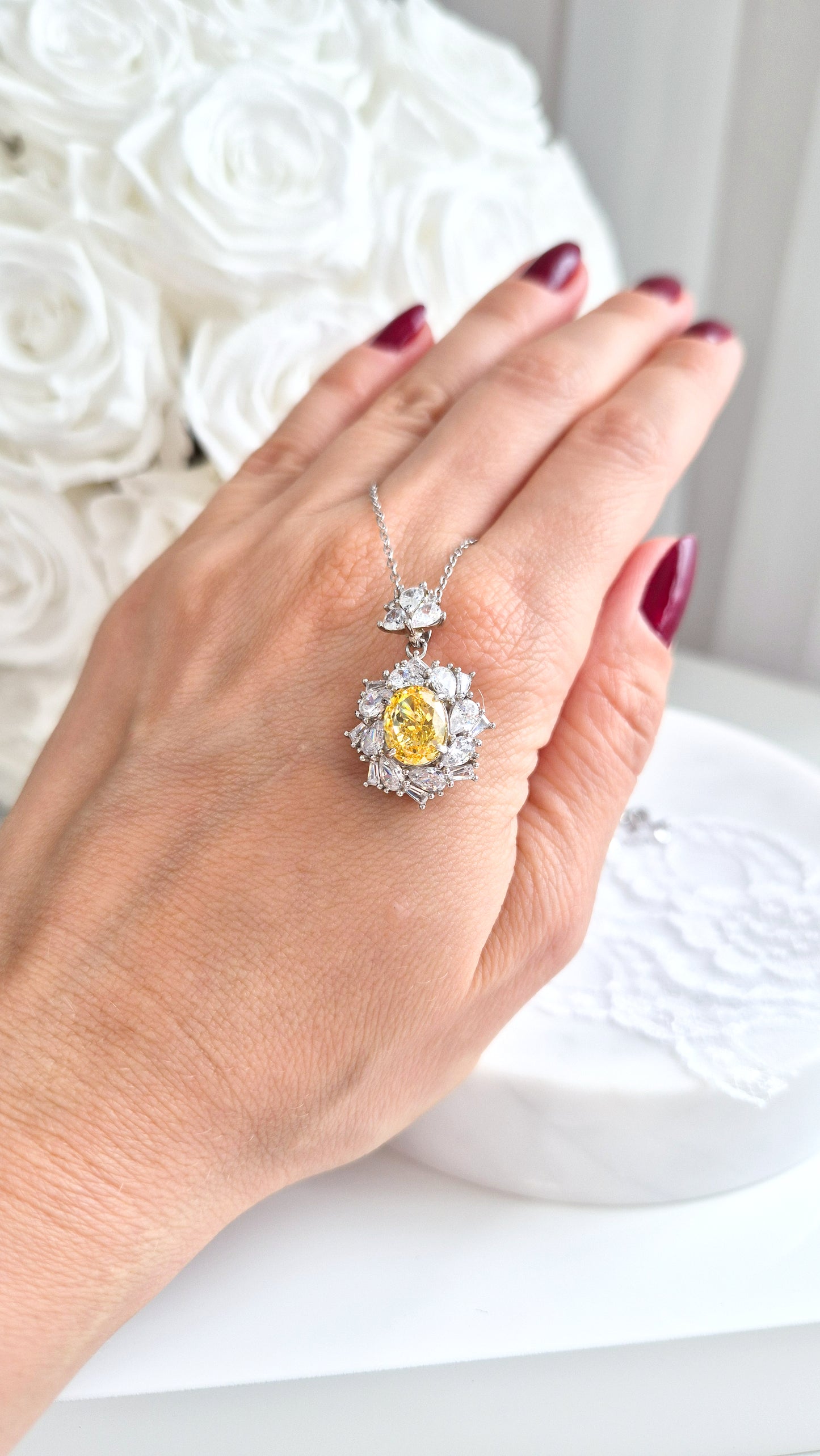 pendant necklace, Anhänger Halskette, cz necklace, Cubic Zirkonia Kette, Silber Halskette, Halskette Damen, Halskette, collier, necklace, collana