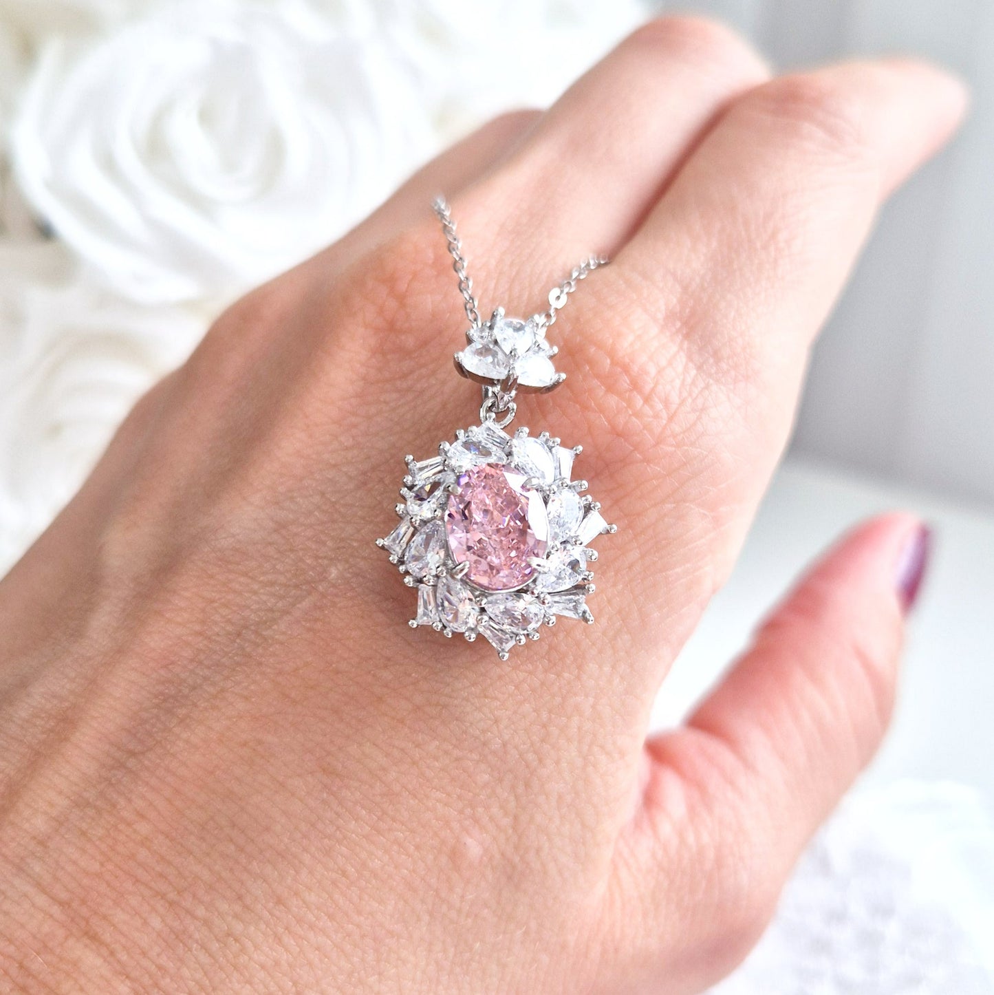 pendant necklace, Anhänger Halskette, cz necklace, Cubic Zirkonia Kette, Silber Halskette, Halskette Damen, Halskette, collier, necklace, collana