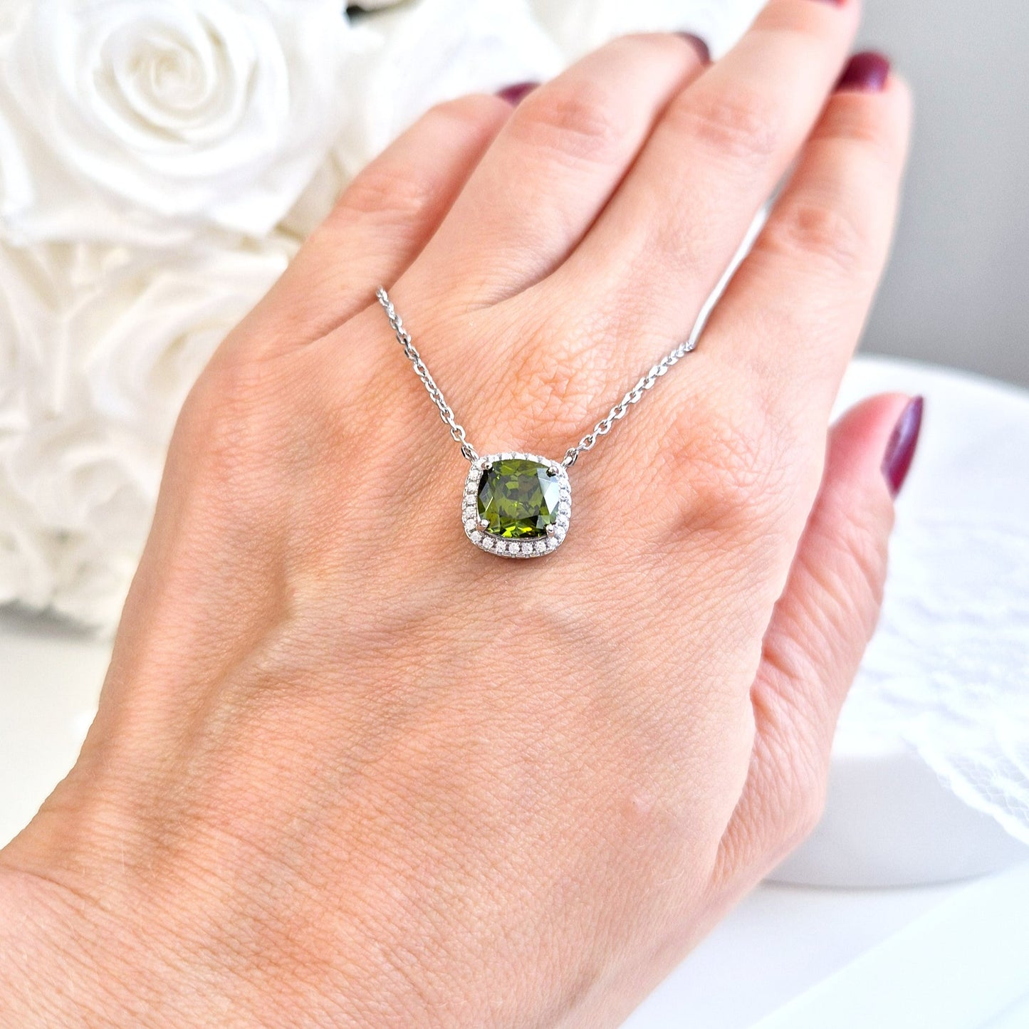 Peridot Necklace, Peridot Halskette, Collier, Collana