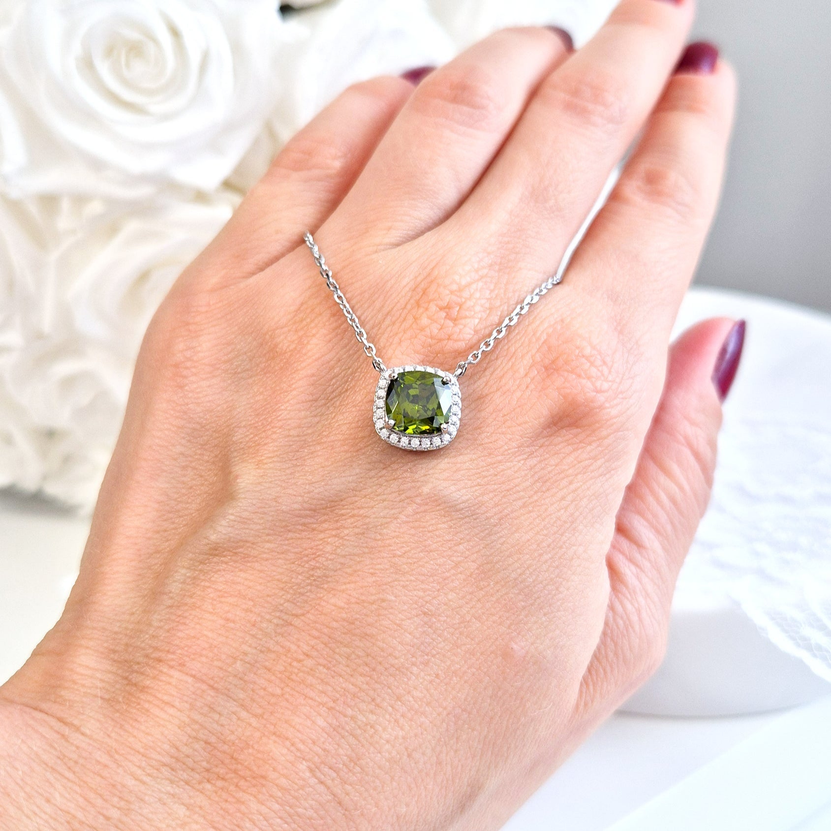 Peridot Necklace, Peridot Halskette, Collier, Collana