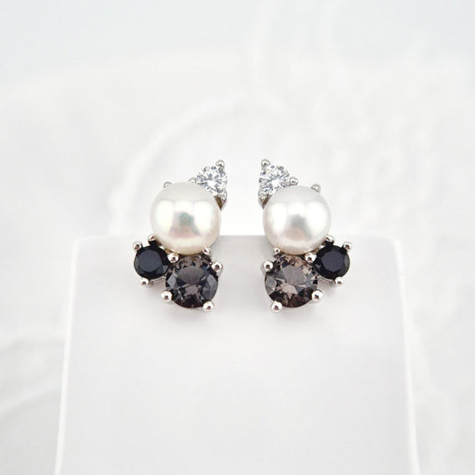 Perlen Ohrringe silber, Silber Ohrringe, Pearl Earrings, Silver earrings, black earrings, Perlen Ohrstecker, Perlen Ohrringe, Pear earrings, Süsswasserperlen Ohrringe, Schwarzer Spinell Ohrringe, Ohrringe, Ohrstecker