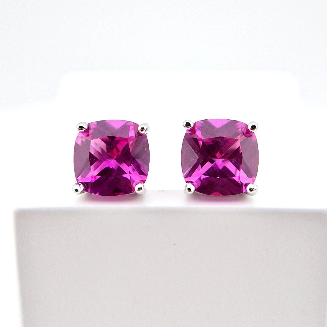 Rosa Saphir Ohrstecker, Pink sapphire stud earrings, Saphir Ohrringe, Sapphire earrings, Ohrschmuck, Rosa Ohrringe Pink earrings, hot pink sapphire earrings, hot pink earrings, Ohrschmuck, Ohrstecker, Ohrringe, studs, earrings, stud earrings