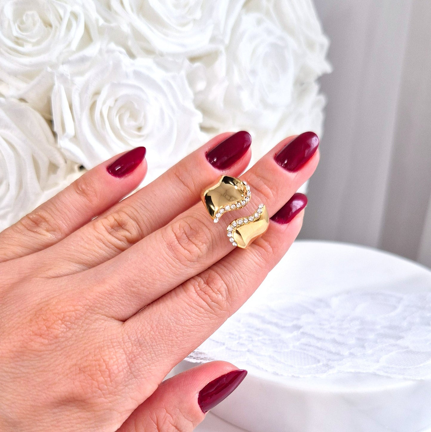 Ring Gold, goldener Ring, Edelstahl Ring, Damenring, trendy ring, non tarnish jewelry, bague, anello