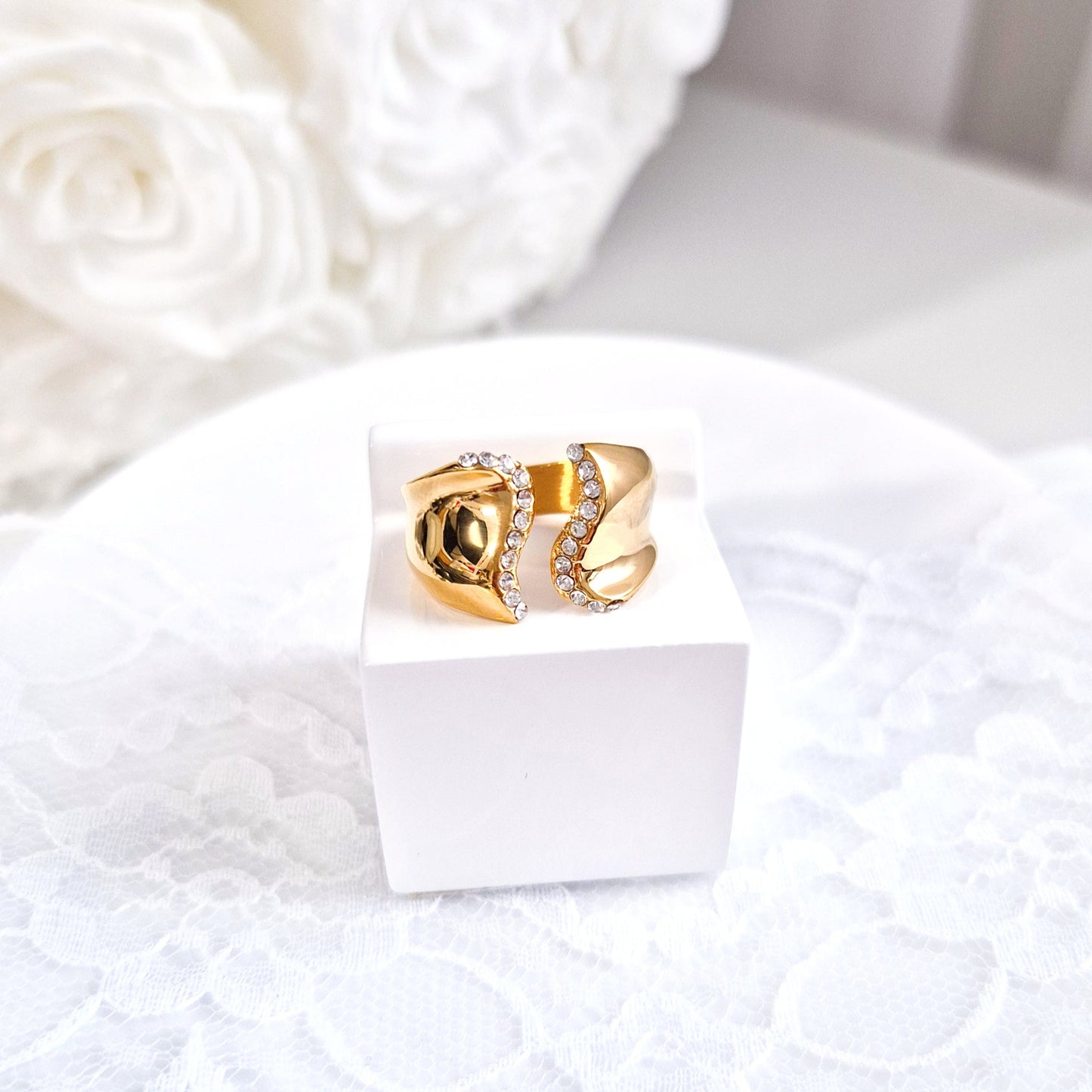 Ring Gold, goldener Ring, Edelstahl Ring, Damenring, trendy ring, non tarnish jewelry, bague, anello