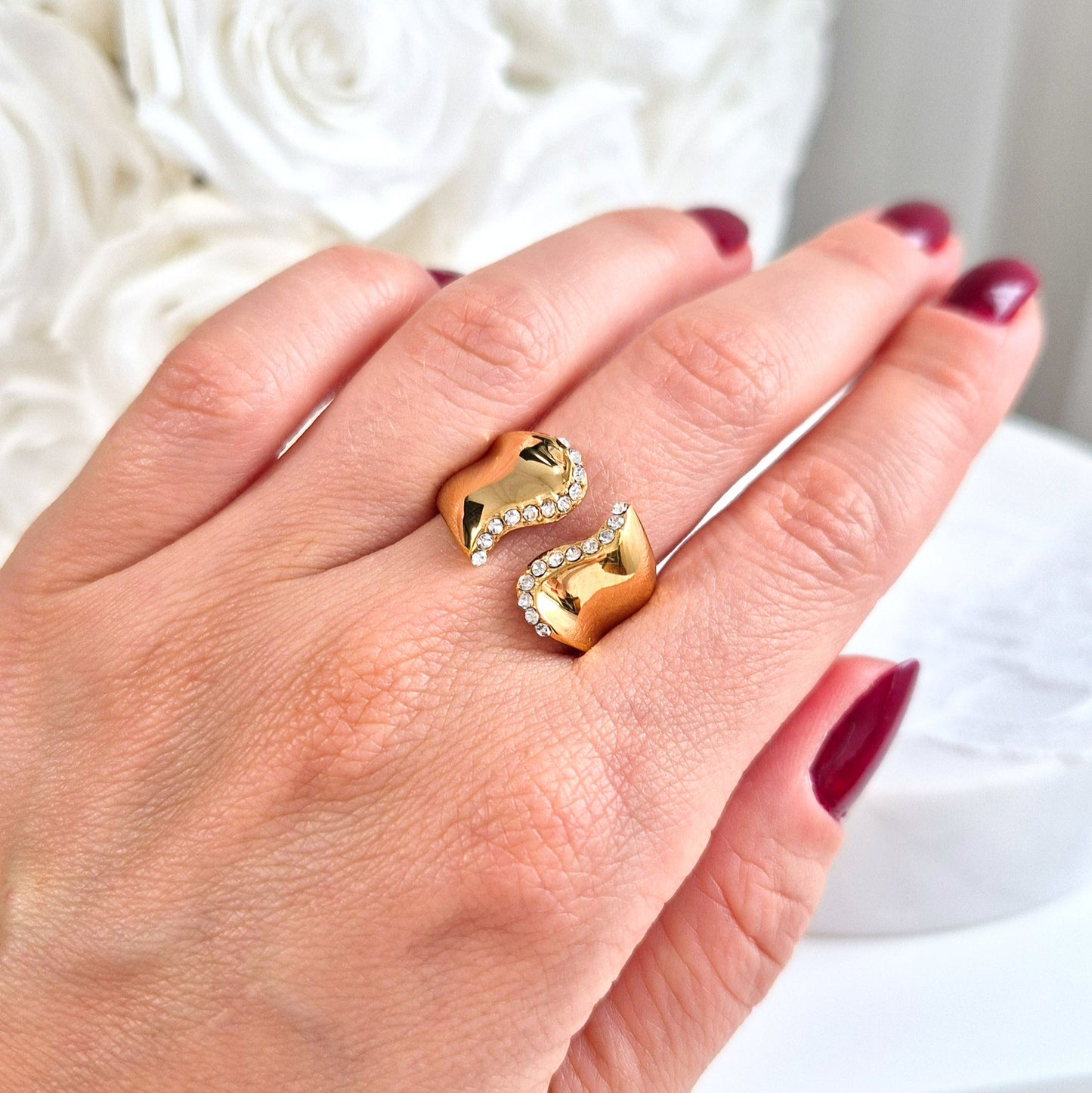 Ring Gold, goldener Ring, Edelstahl Ring, Damenring, trendy ring, non tarnish jewelry, bague, anello