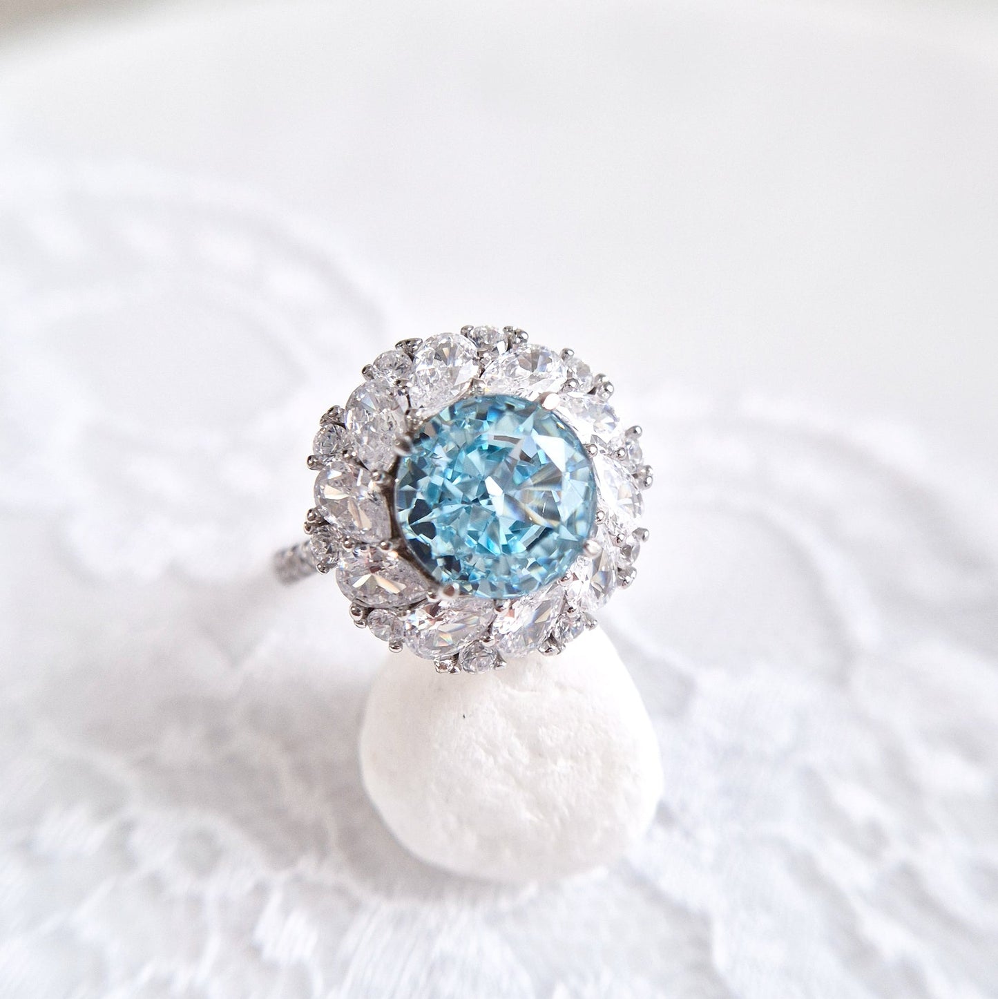 Ring Zirkonia Eis blau, Zirkonia Ring, Silberring, Damenring, Ring, Bague, ring cz blue, boue zirconia, anello, anello blu